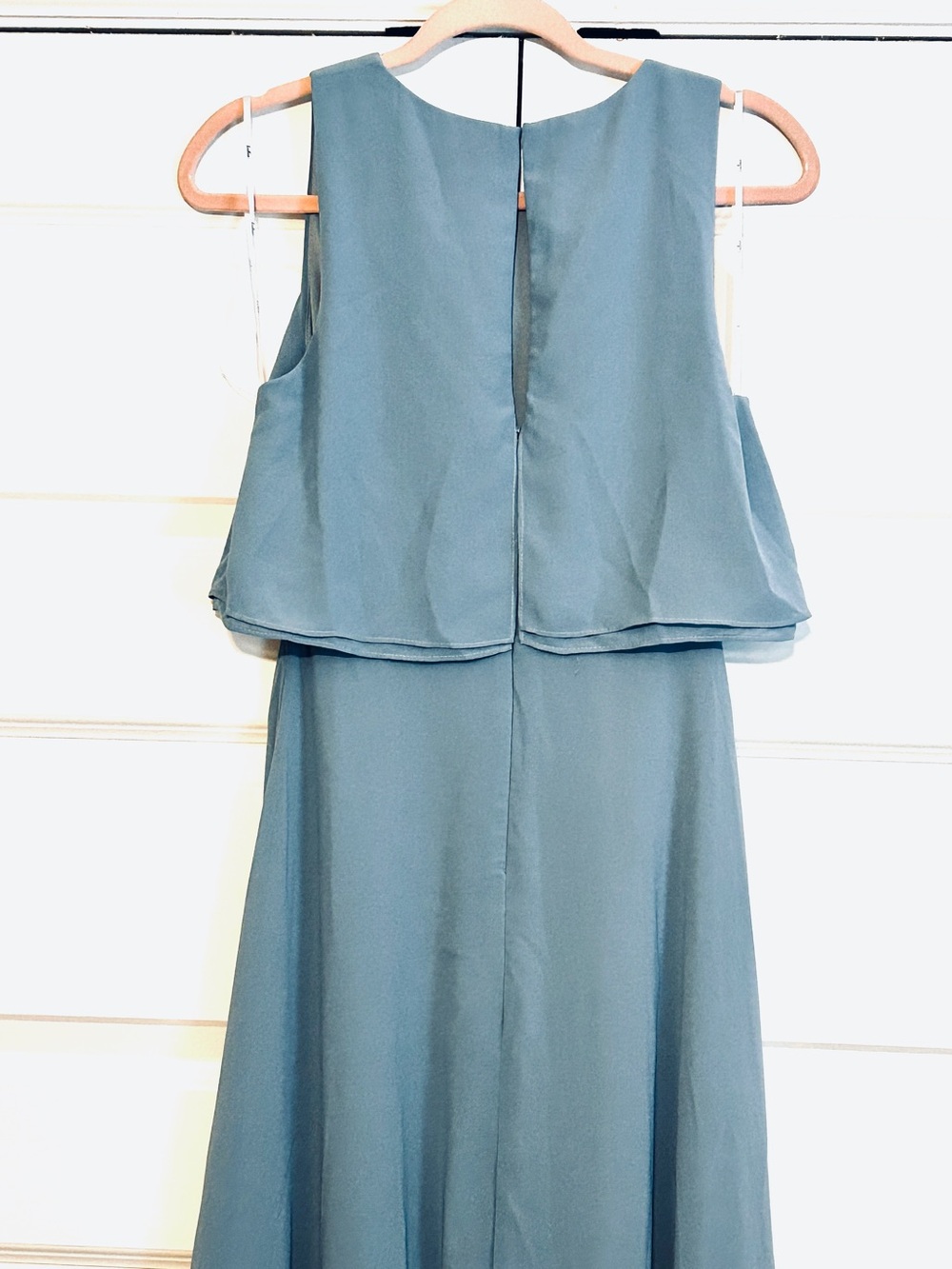 New LULUS Utterly Enchanting Chiffon Maxi Flounce Bodice Gown Periwinkle S - Picture 6 of 8